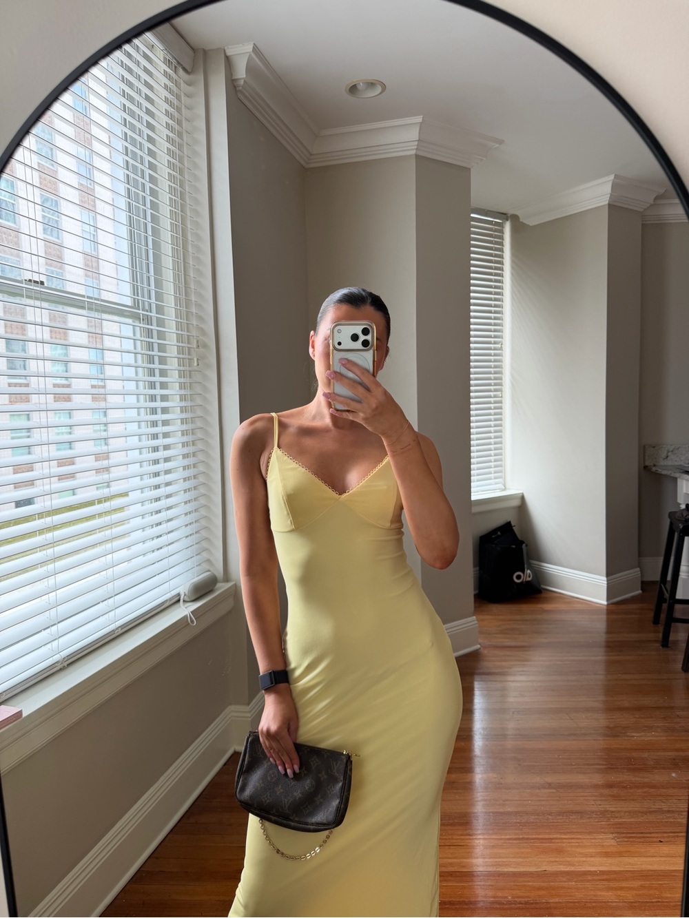 Slim-Fit Yellow Spaghetti Strap Maxi Dress